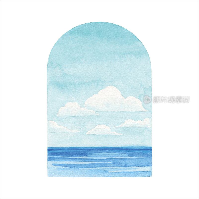 Watercolor Seascape With Frame